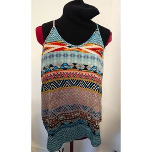 by & by Aztec Boho Tank Top Womens Geometric Tribal Print Spaghetti Strap Cami